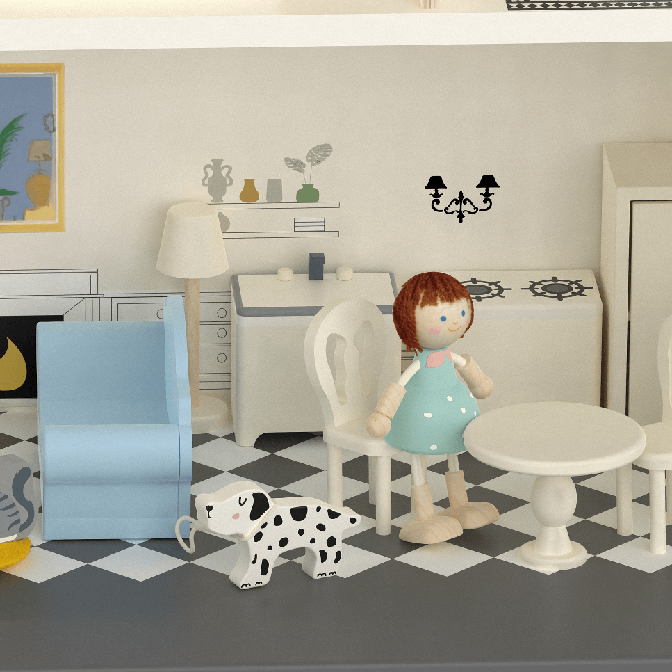 Ξύλινο Κουκλόσπιτο Vintage Dollhouse - Image 4