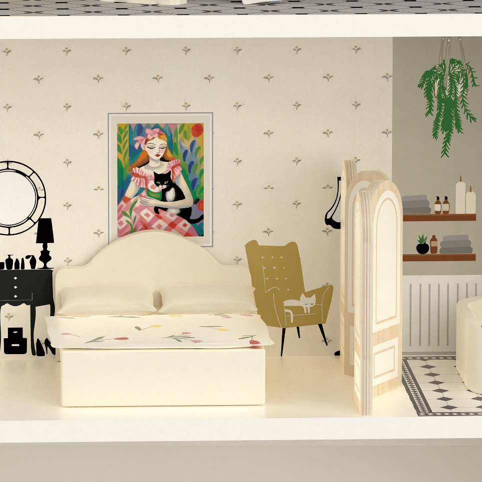 Ξύλινο Κουκλόσπιτο Vintage Dollhouse - Image 5