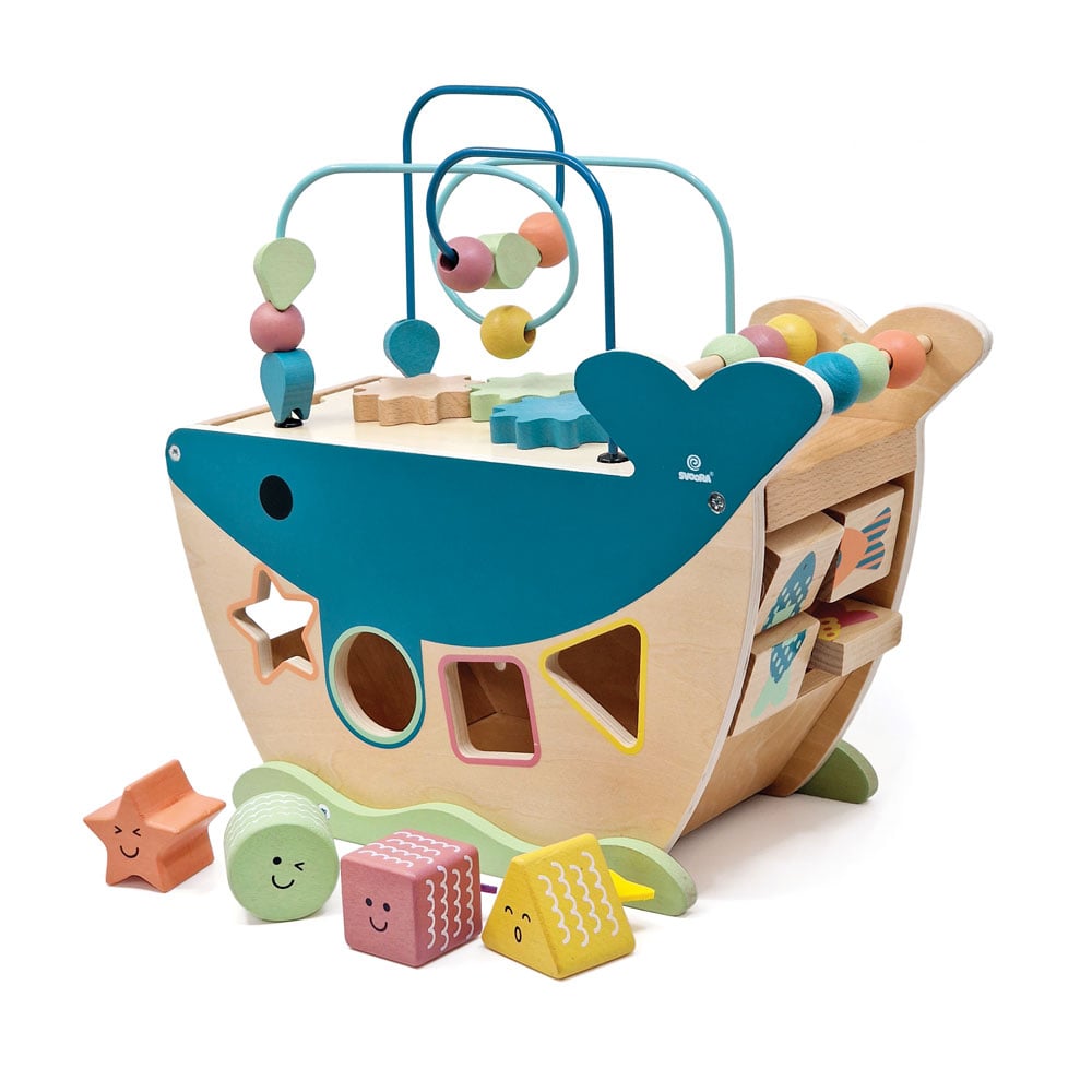 Ξύλινο παιχνίδι δραστηριοτήτων με ασκήσεις προγραφής Φάλαινα